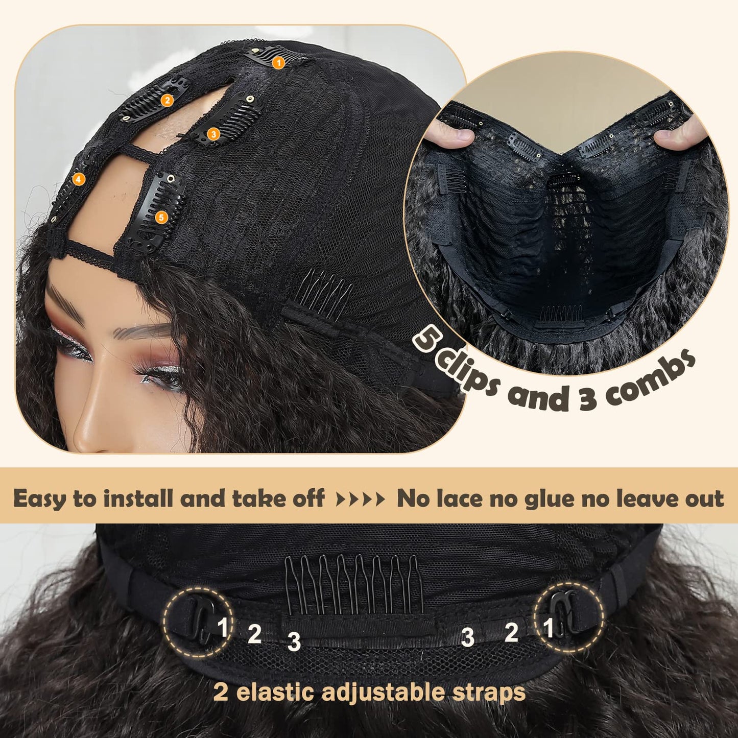 SOKU Afro Curly Lace Front Wig Synthetic Kinky Straight with Curly Ends T Part HD Transparent Swiss Lace Fluffy Bouncy Hair Wigs 20 Inch Dark Brown Heat Friendly Afro Wigs for Black Women
