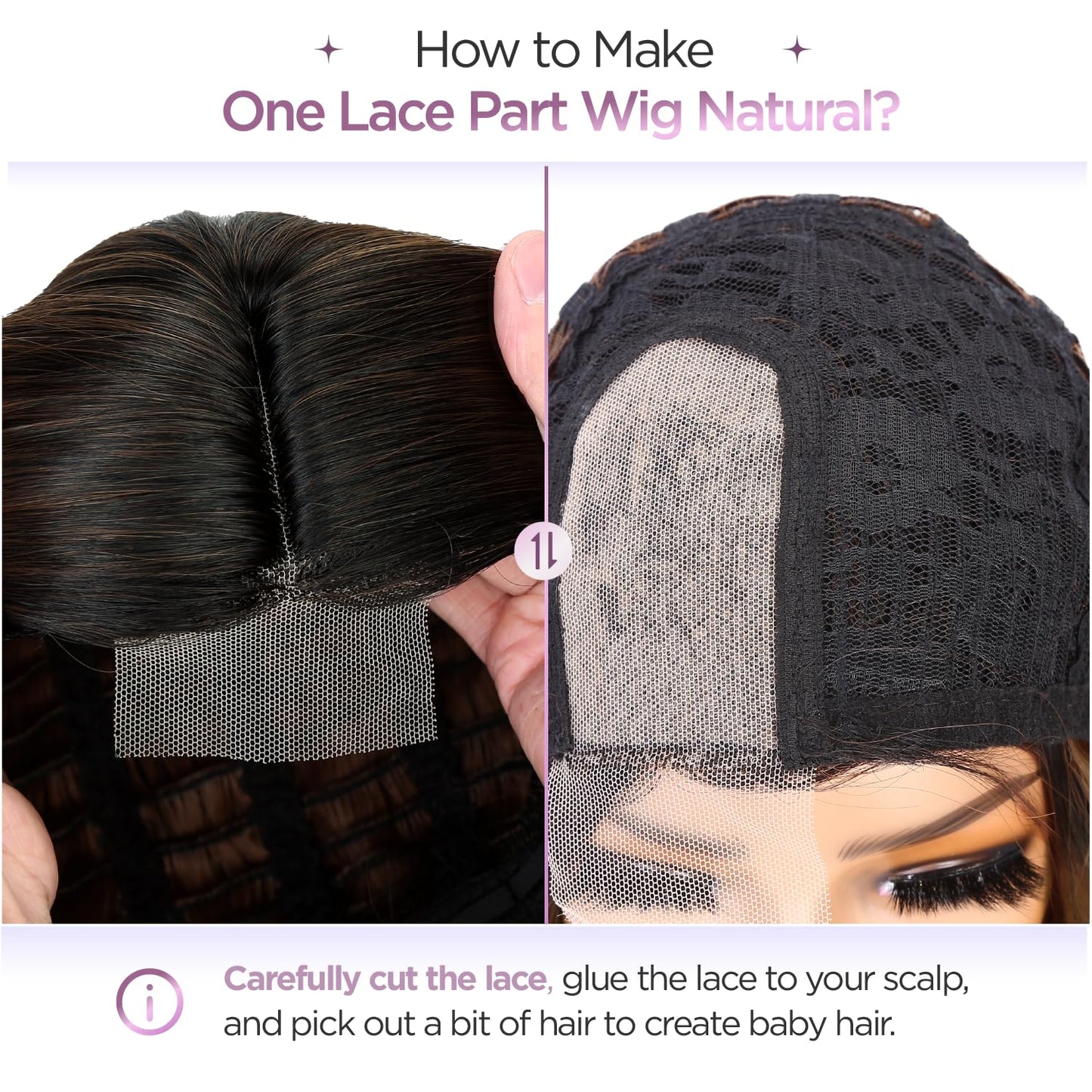 WIGER Short Wavy Wigs for Women Black Loose Wave Bob Hair Wig 14 Inch Side Part Big Curly Glueless Lace Part Hair Synthetic Curly Wig for Daily or Party