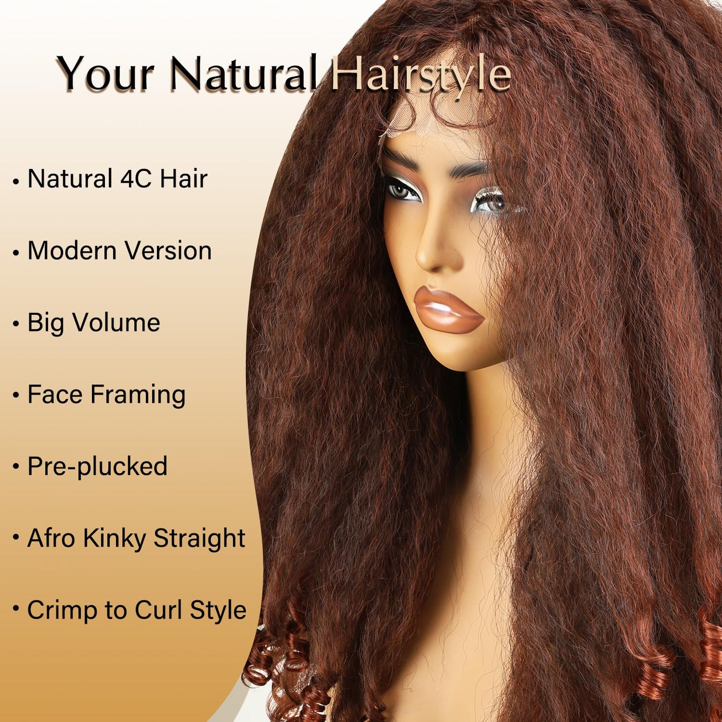 SOKU Afro Curly Lace Front Wig Synthetic Kinky Straight with Curly Ends T Part HD Transparent Swiss Lace Fluffy Bouncy Hair Wigs 20 Inch Dark Brown Heat Friendly Afro Wigs for Black Women