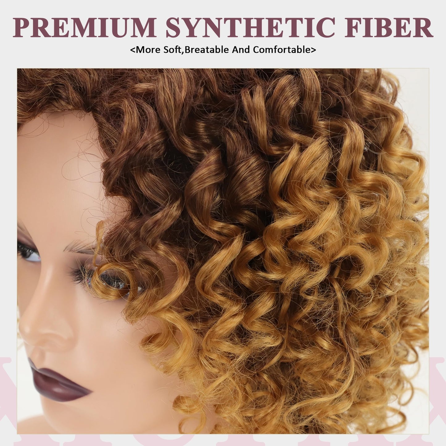XIUFAXIRUSI XIUFAXIRUSI Ombre Blonde Afro Curly Wigs for Black Women Blonde Kinky Curly Wigs with Side Part Synthetic Fibre Full Hair Wig
