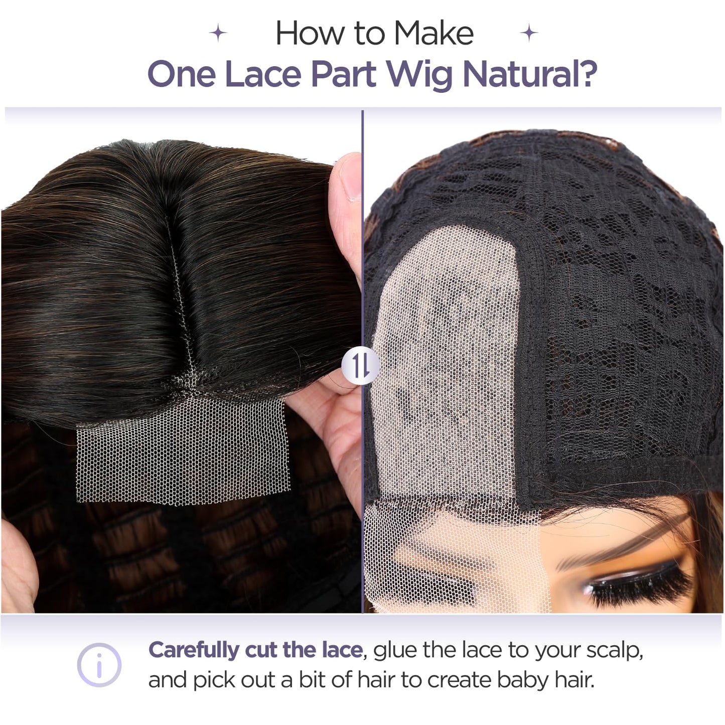WIGER Short Wavy Wigs for Women Black Loose Wave Bob Hair Wig 14 Inch Side Part Big Curly Glueless Lace Part Hair Synthetic Curly Wig for Daily or Party