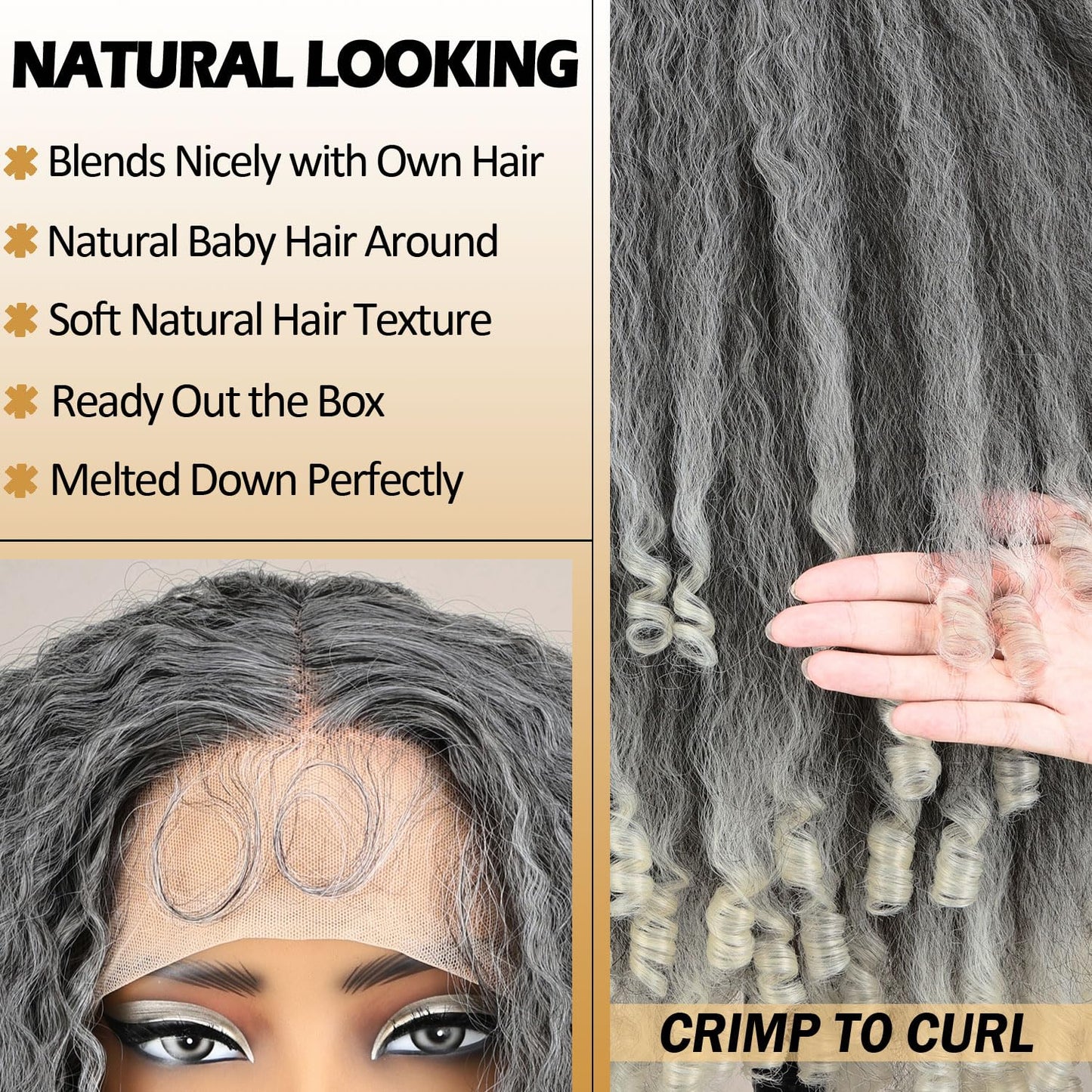 SOKU Afro Curly Lace Front Wig Synthetic Kinky Straight with Curly Ends T Part HD Transparent Swiss Lace Fluffy Bouncy Hair Wigs 20 Inch Dark Brown Heat Friendly Afro Wigs for Black Women