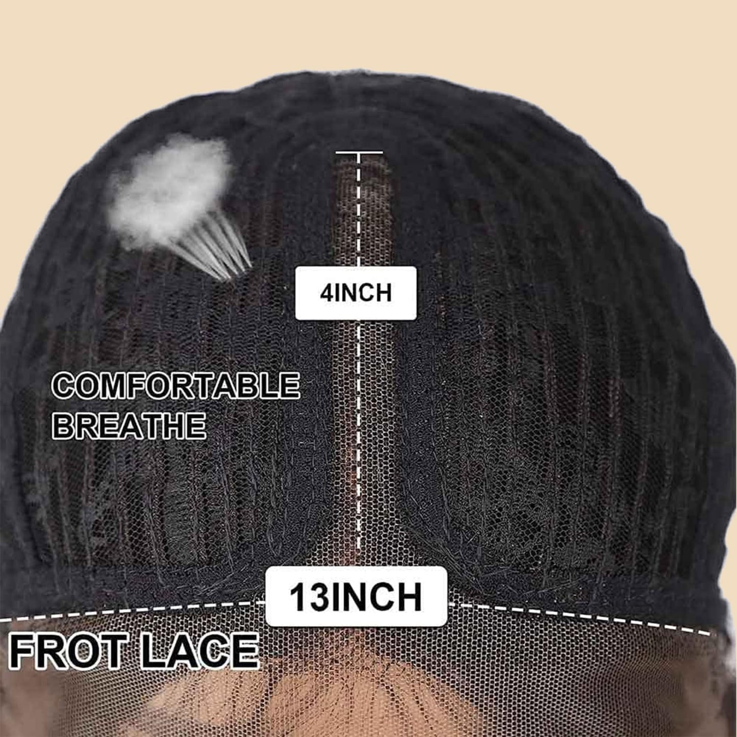 SOKU Afro Curly Lace Front Wig Synthetic Kinky Straight with Curly Ends T Part HD Transparent Swiss Lace Fluffy Bouncy Hair Wigs 20 Inch Dark Brown Heat Friendly Afro Wigs for Black Women