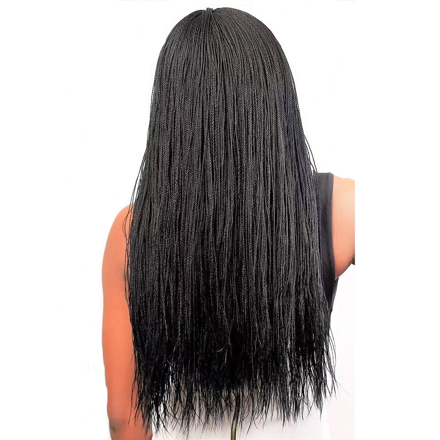 Box Braid Wig Synthetic Short Bob Wig Box Braided Wig with Bangs Cornrow Braided Wigs for Black Women (10 inches, Brown)