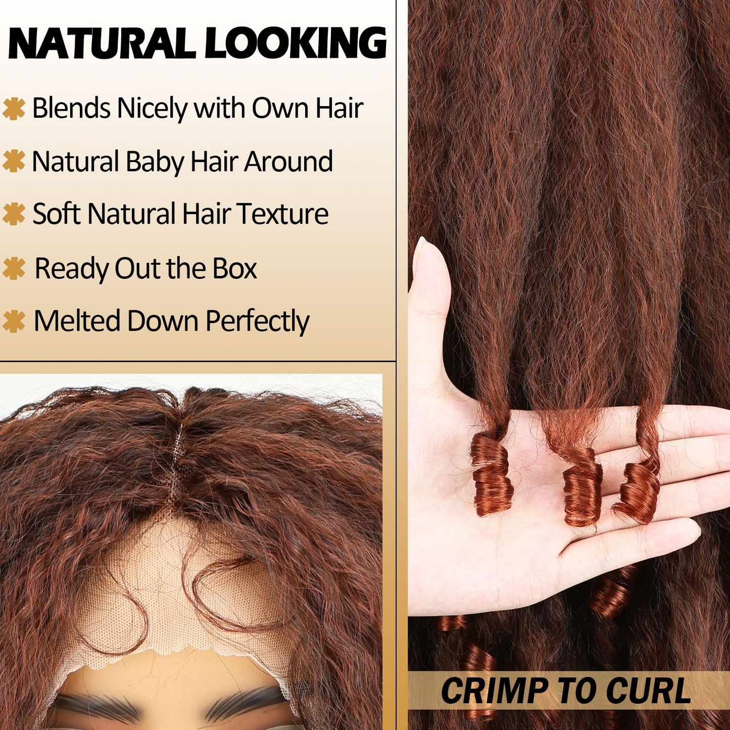 SOKU Afro Curly Lace Front Wig Synthetic Kinky Straight with Curly Ends T Part HD Transparent Swiss Lace Fluffy Bouncy Hair Wigs 20 Inch Dark Brown Heat Friendly Afro Wigs for Black Women