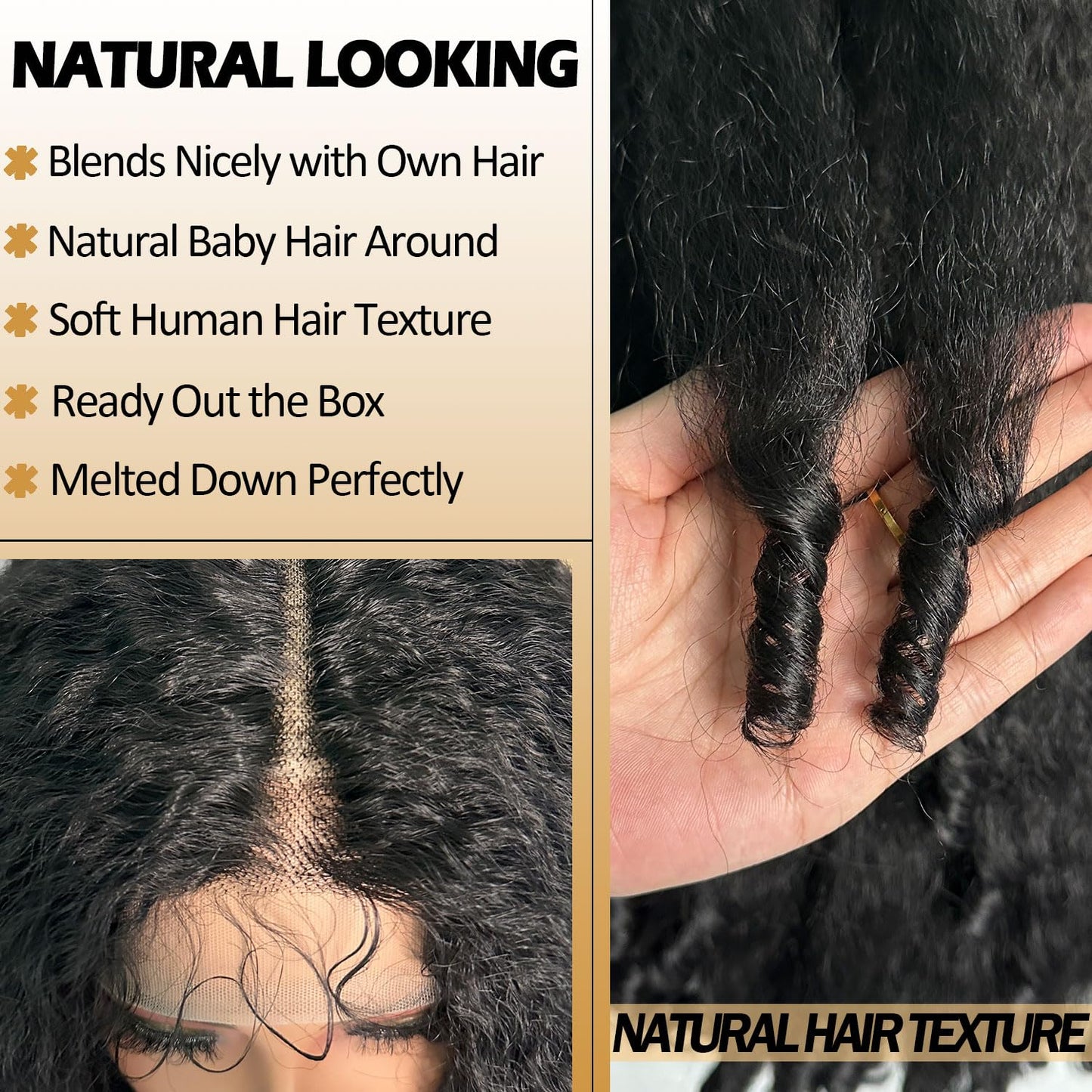 SOKU Afro Curly Lace Front Wig Synthetic Kinky Straight with Curly Ends T Part HD Transparent Swiss Lace Fluffy Bouncy Hair Wigs 20 Inch Dark Brown Heat Friendly Afro Wigs for Black Women