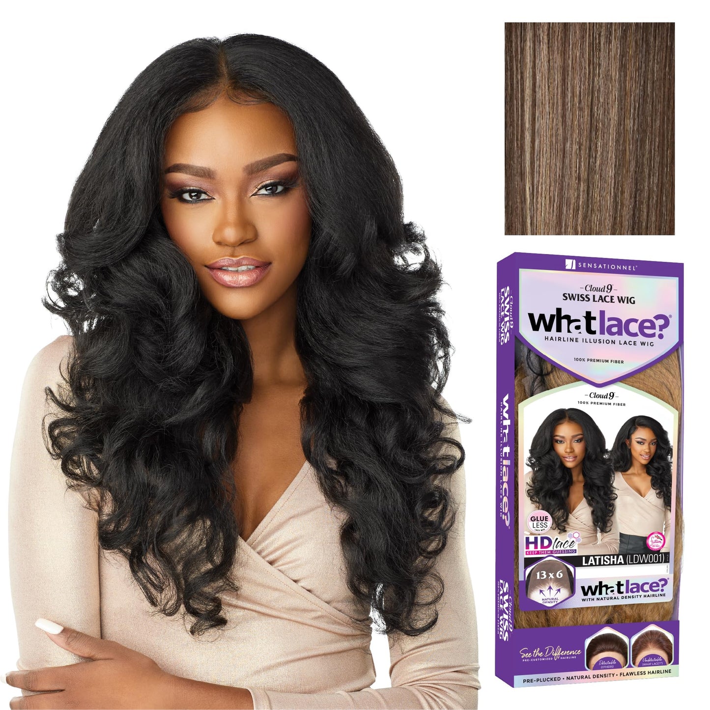 Sensationnel What Lace 13X6 Wigs - Latisha Lacefrontal Hand Tied Glueless Synthetic With Natural Density Preplucked Hairline (Off Black 1B)