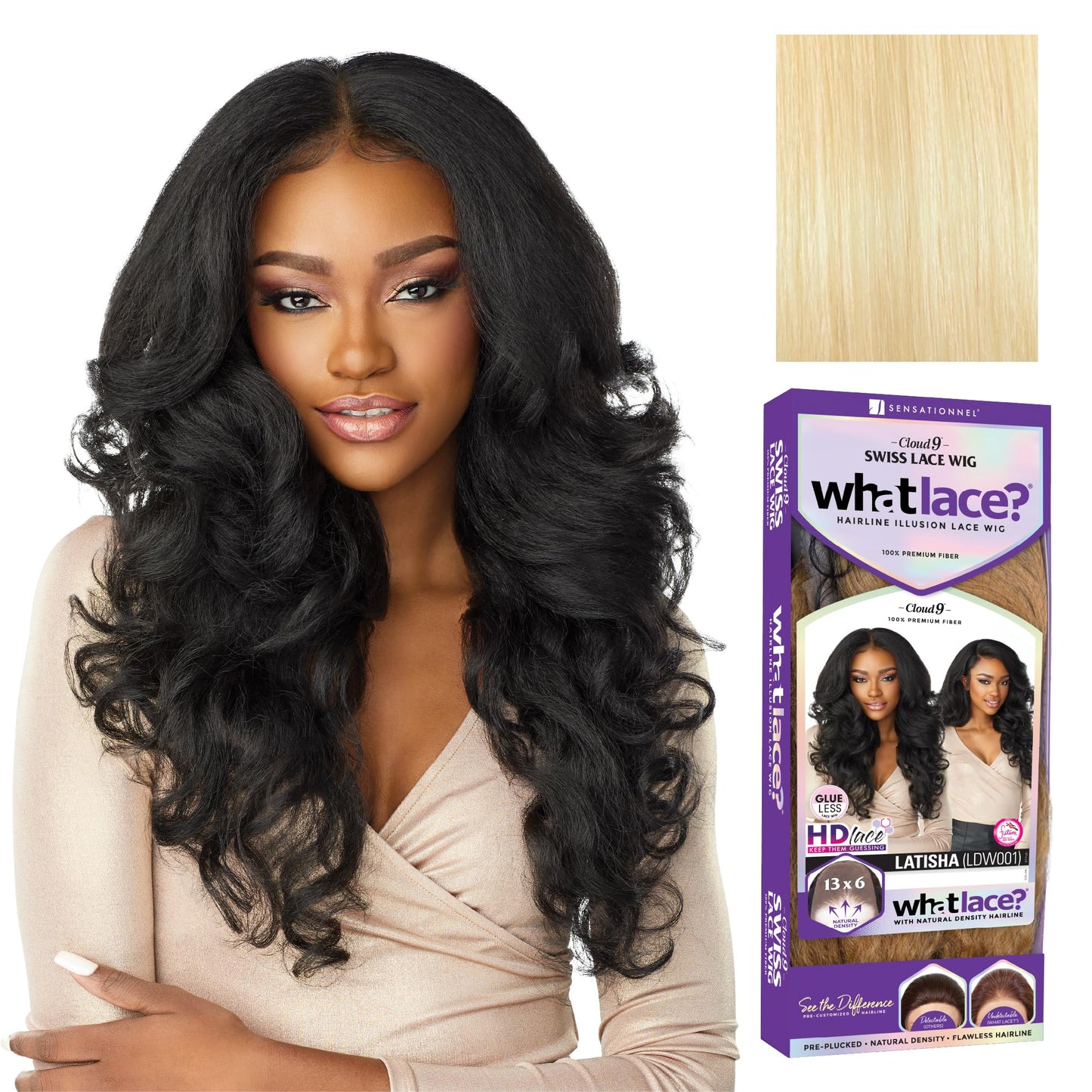 Sensationnel What Lace 13X6 Wigs - Latisha Lacefrontal Hand Tied Glueless Synthetic With Natural Density Preplucked Hairline (Off Black 1B)