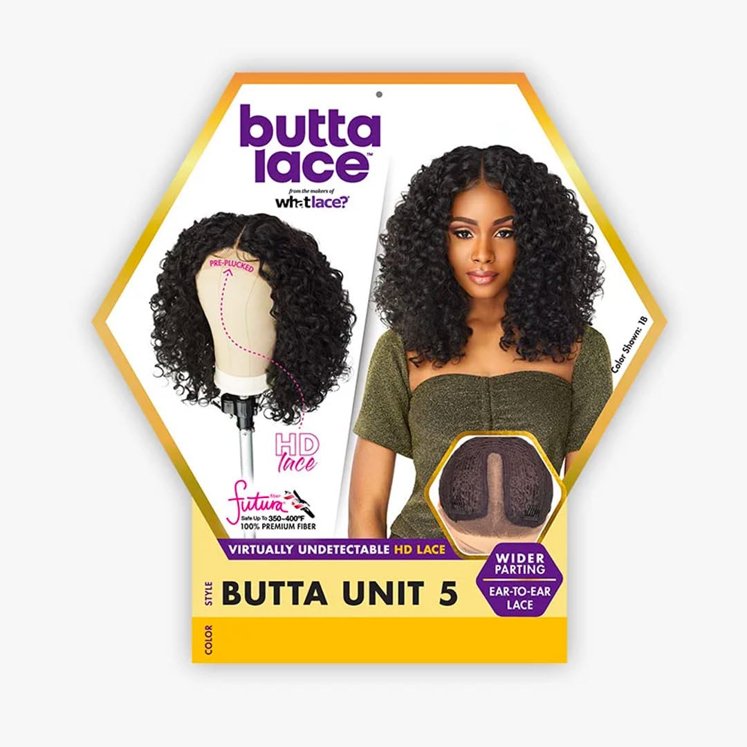 5 inch deep part synthetic wig preplucked hairline HD lace with Babyhair - Butta unit 5 (1B)