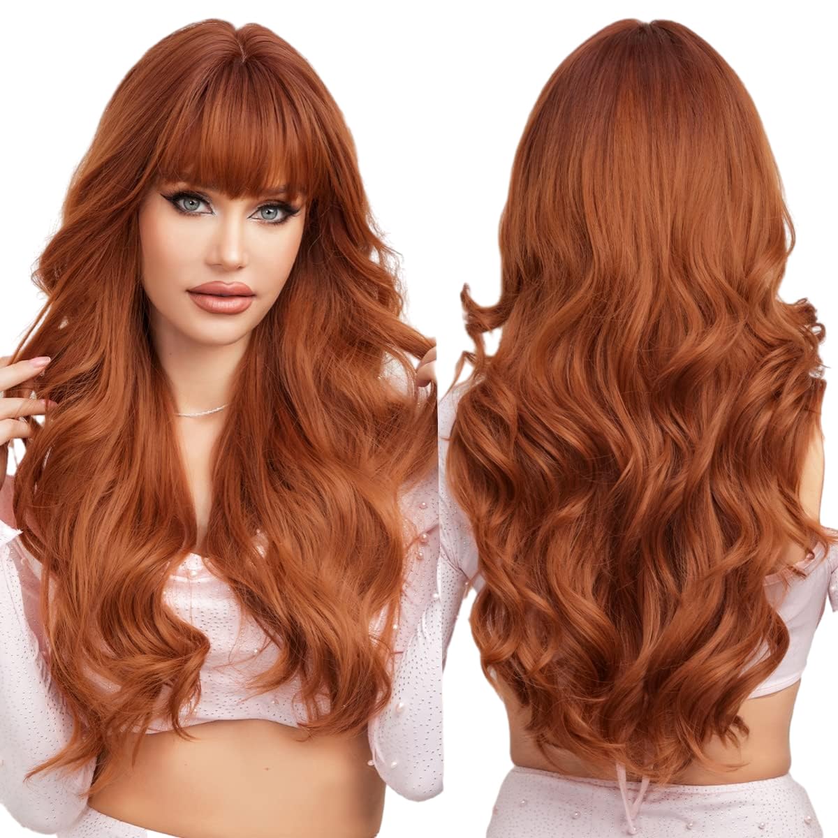 Black Wigs for Women Long Curly Wigs With Bangs Water Wavy Synthetic Wig, Party Cosplay Daily Use
