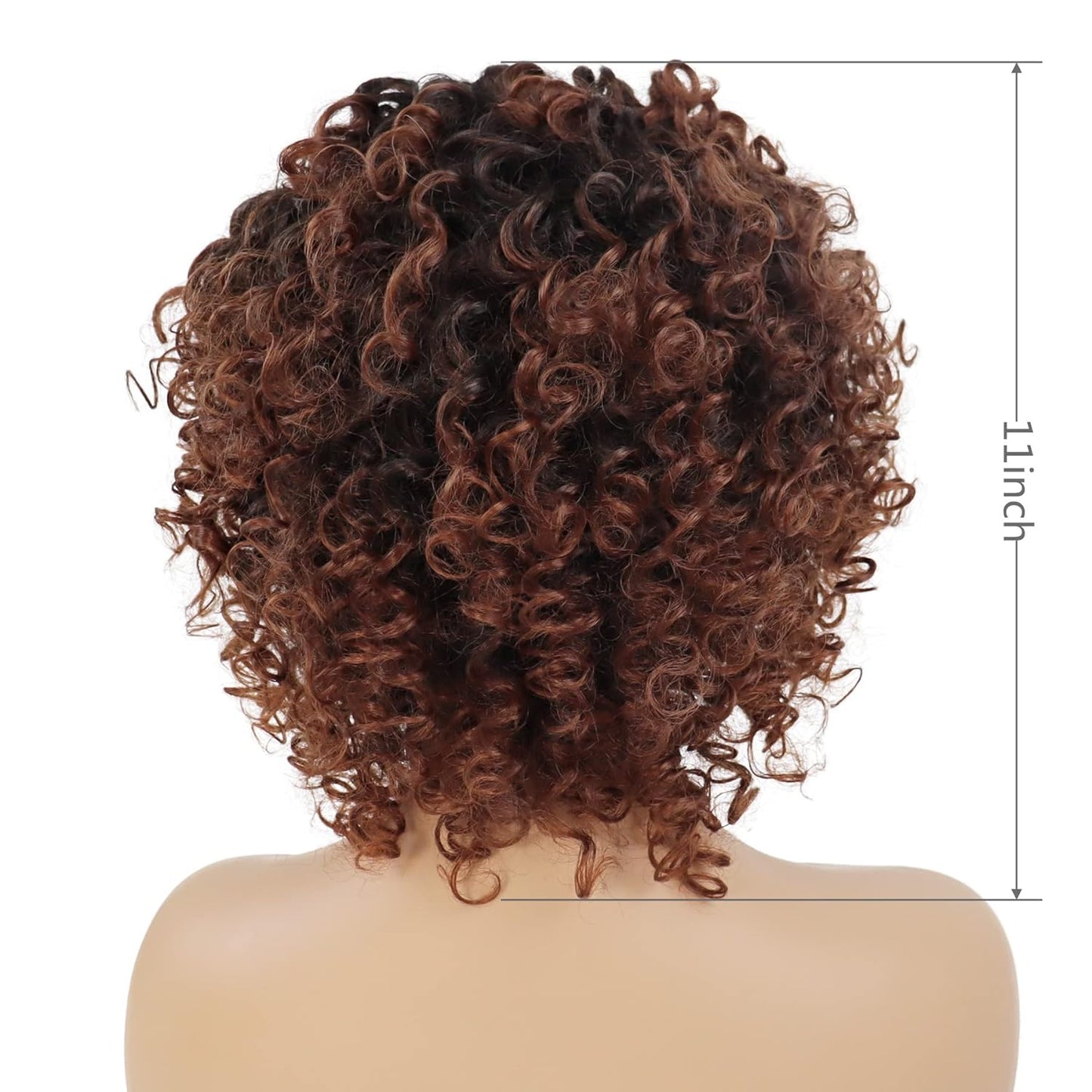 Short Curly Afro Wigs for Black Women Side Bangs Synthetic Wigs Kinky Afro Curly Wig Natural African American Hairstyles Full Hair Glueless Wig