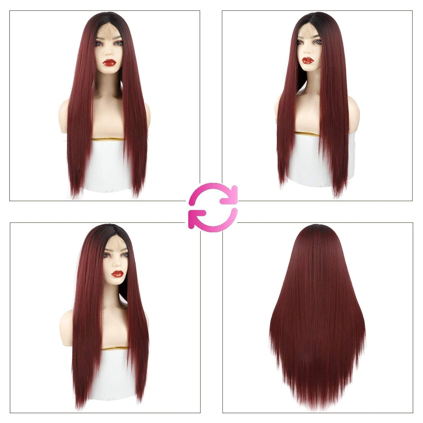 Straight Black Wigs for Women, Synthetic Black Straight Wig, Looking Natural Black Long Hair Wigs 30 inch(Black)