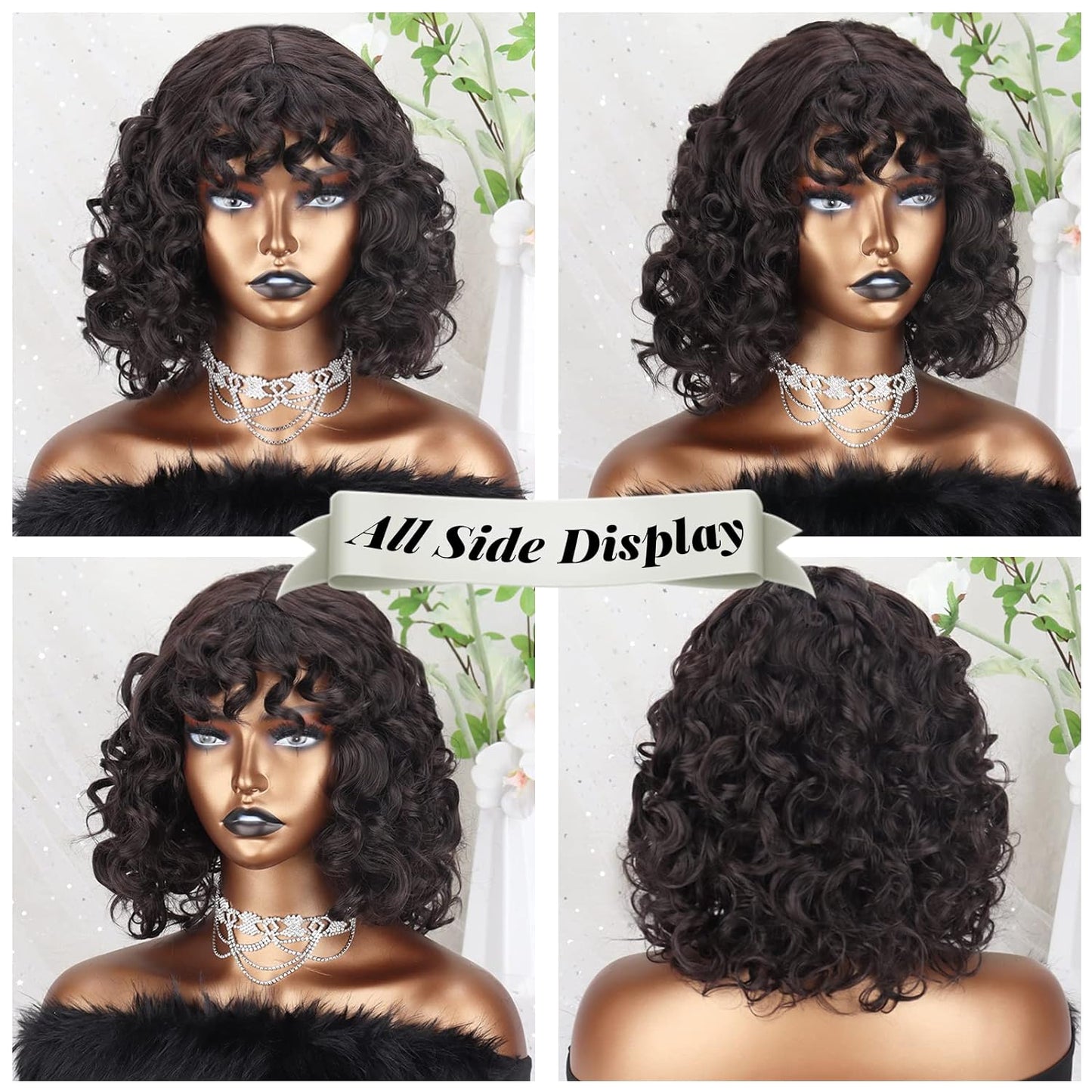 14 inch Blonde Curly Wigs 70s, Kinky Brown Mixd Blonde Afro Wigs for Black Women, Synthetic Afro Curly Blonde Wigs for Women (Brown to Blonde)