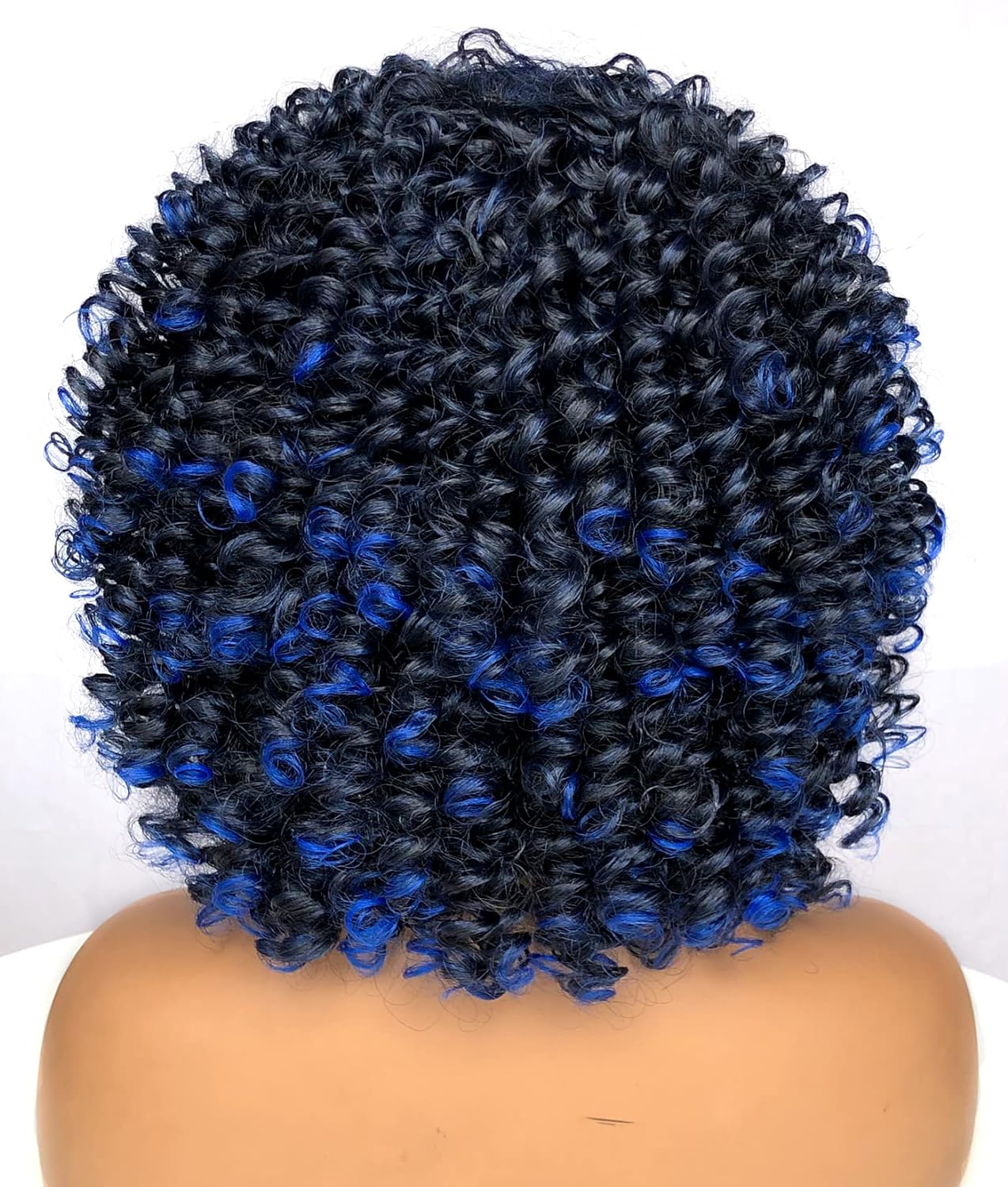 Short Curly Wig for Black Women with Bangs Big Bouncy Fluffy Kinky Curly Wig Heat Resist Soft Synthetic 2Tone Ombre Darkest Brown Short Curly Afro Wig