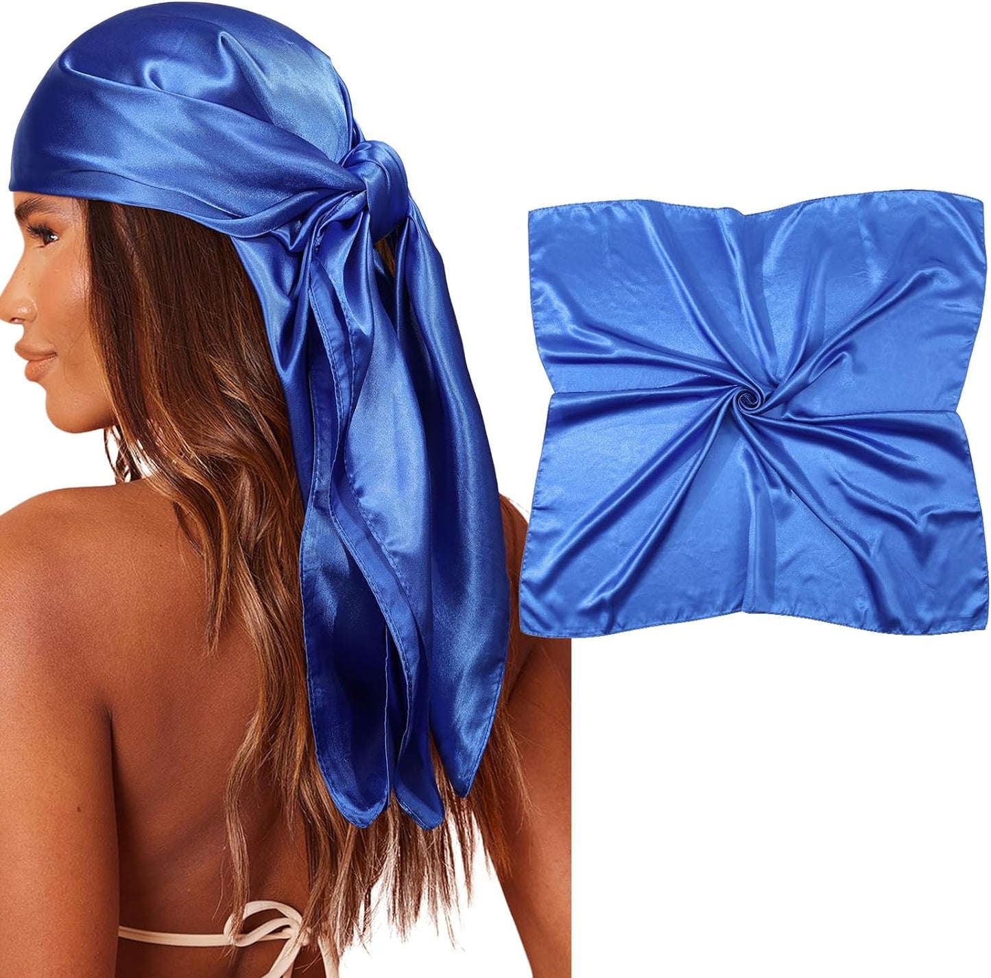 35" Large Square Satin Head Scarf - Silk Hair Scarf Square Hair Bandanas Large Scarf Sleeping Head Wraps for Women