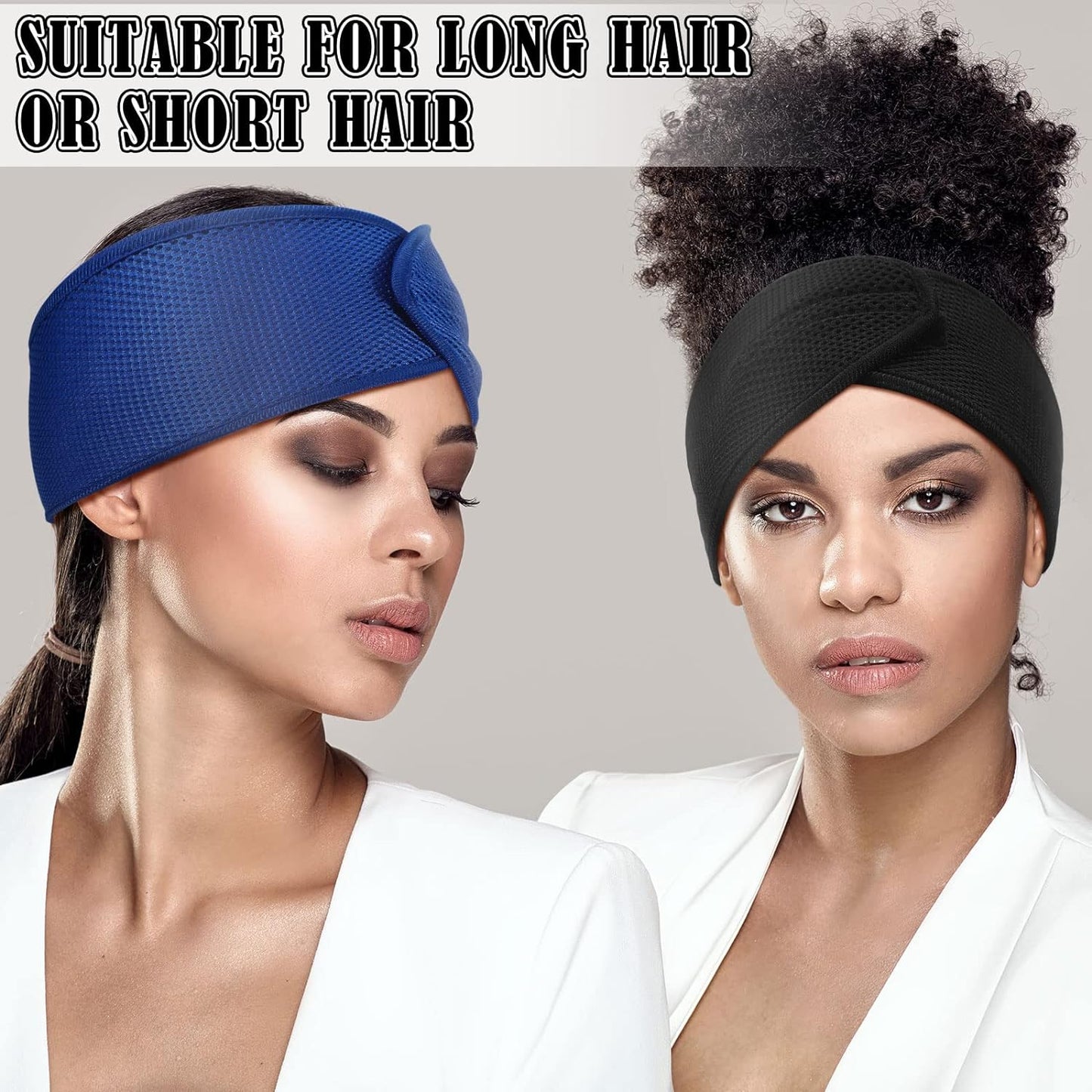 4 Pieces Mesh Hair Wraps for Black Women Sleeping Hair Wrap Scarf Cap Spa Headbands Hair Wraps Hair Nets for Women Black Natural Hair Wash Face Sleep (Black, Blue)