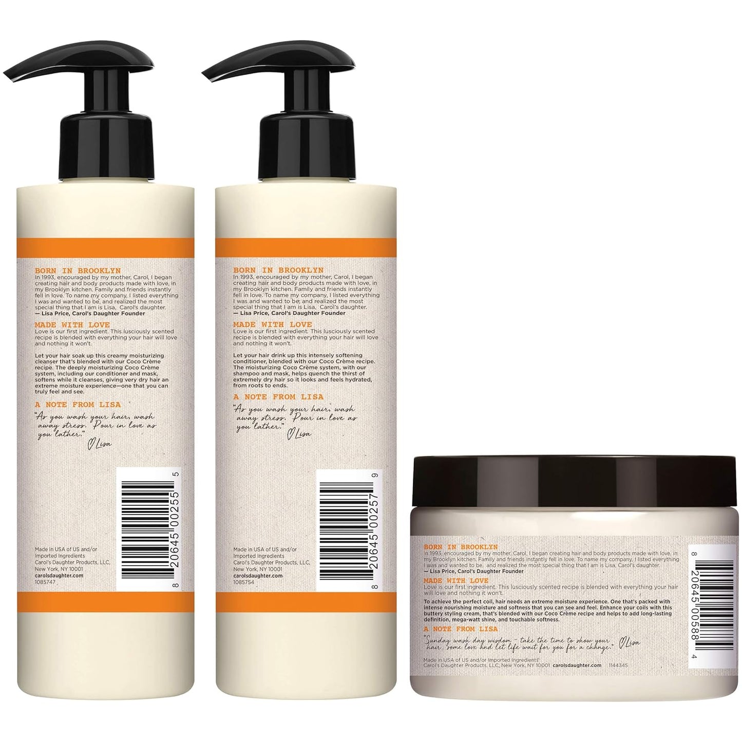 Carol’s Daughter Coco Creme Sulfate Free Shampoo and Conditioner Set with Silicone Free Hair Butter, for Very Dry Curly Hair, with Coconut Oil and Mango Butter